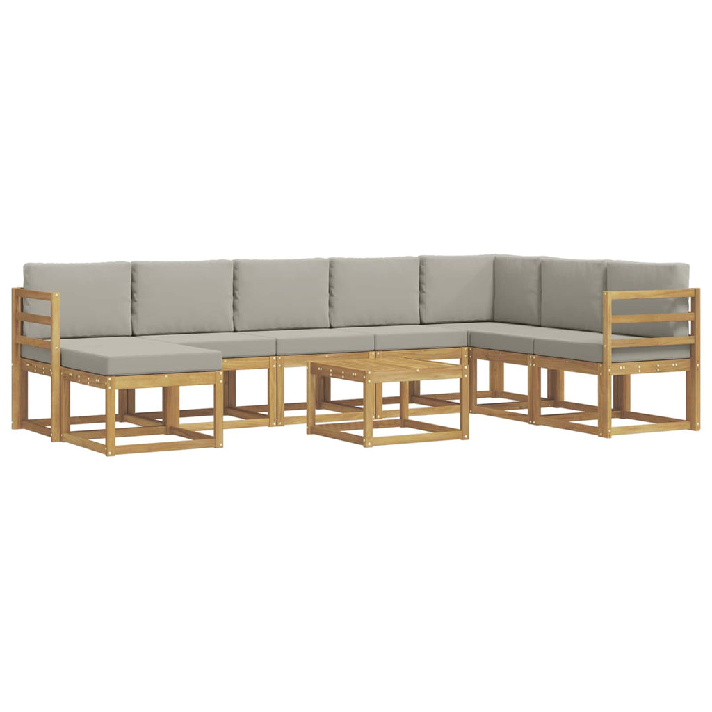 Outdoor-Sofagarnitur mit Kissen 9 pcs Weiß und Hellgrau