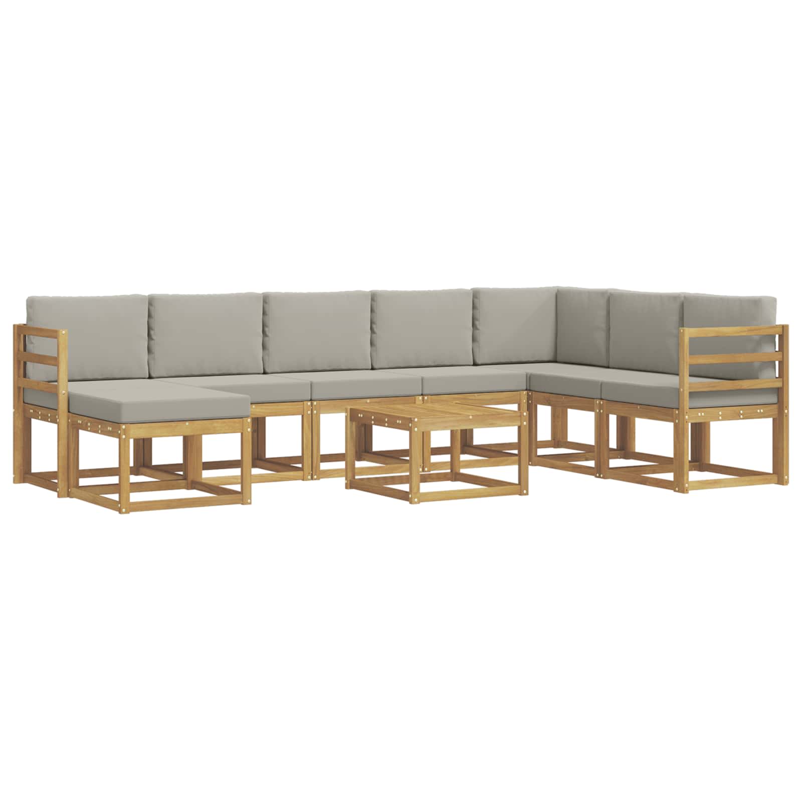 Outdoor-Sofagarnitur mit Kissen 9 pcs Weiß und Hellgrau