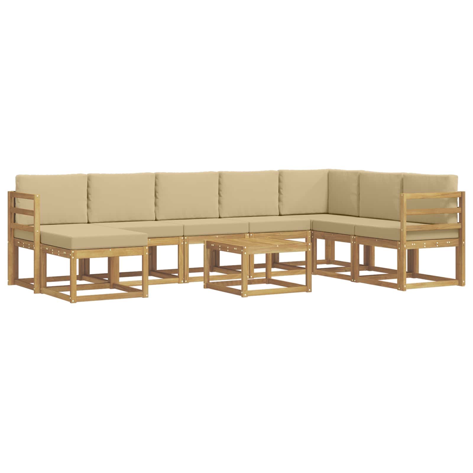 Outdoor-Sofagarnitur mit Kissen 9 pcs Weiß und Beige