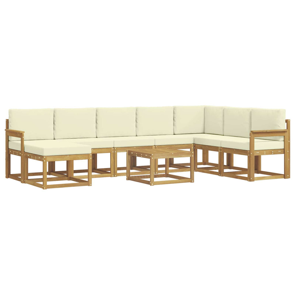 Outdoor-Sofagarnitur mit Kissen 9 pcs Weiß und Creme