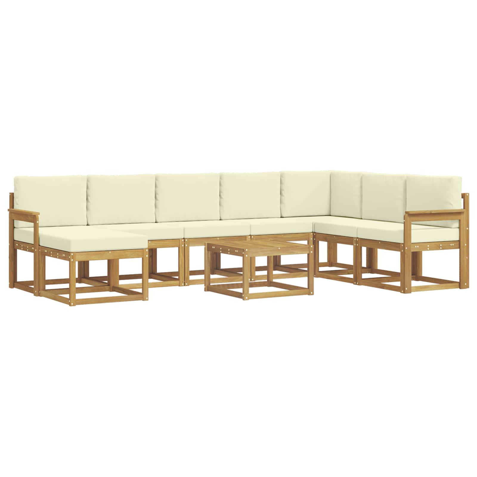 Outdoor-Sofagarnitur mit Kissen 9 pcs Weiß und Creme