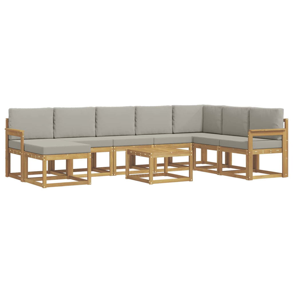 Outdoor-Sofagarnitur mit Kissen 9 pcs Weiß und Hellgrau