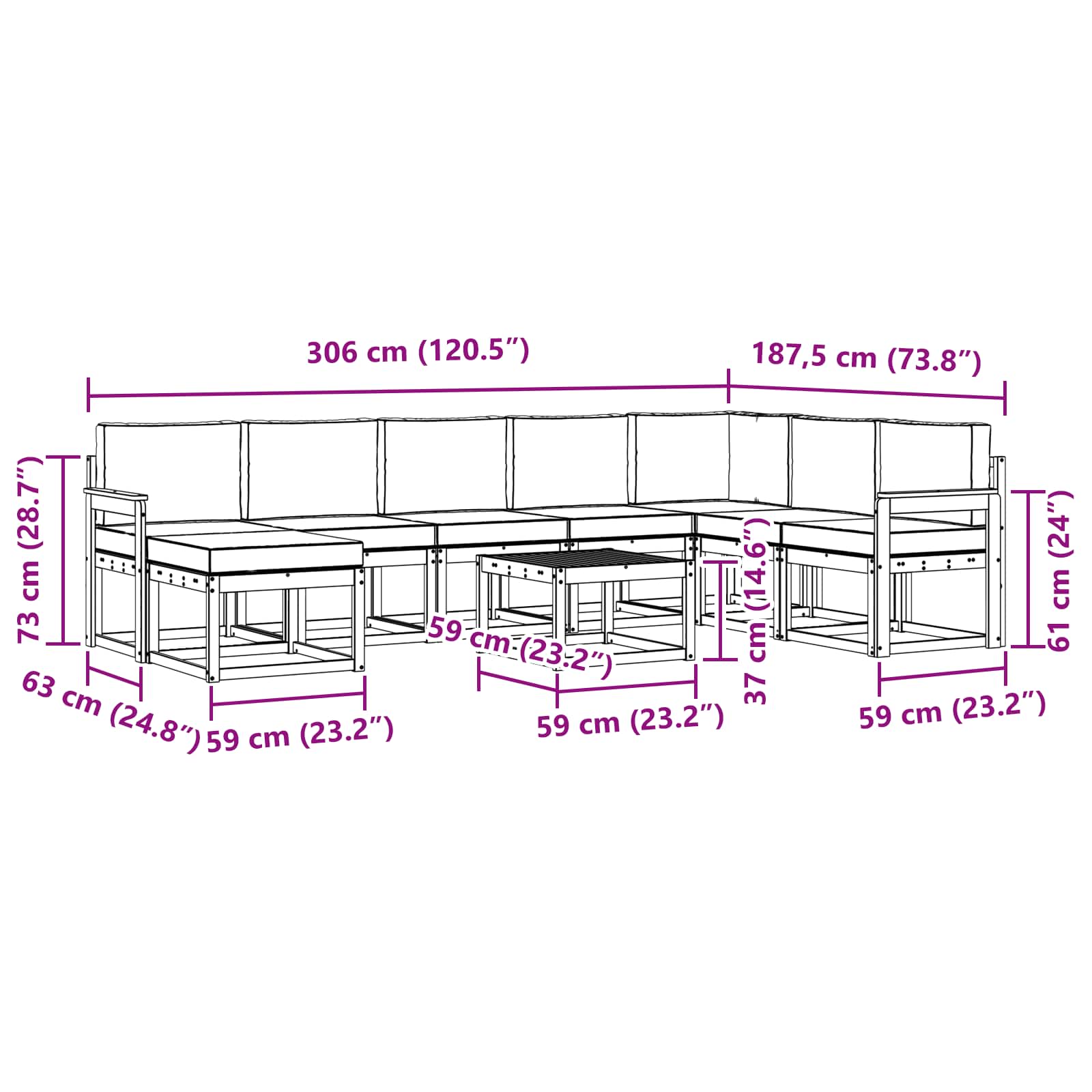Outdoor-Sofagarnitur mit Kissen 9 pcs Weiß und Hellgrau