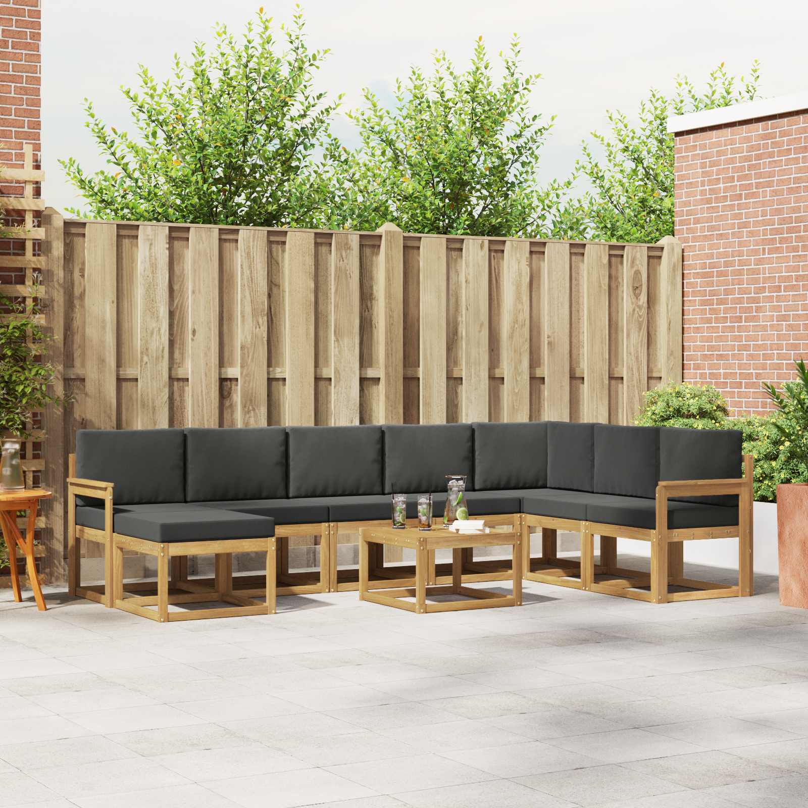Outdoor-Sofagarnitur mit Kissen 9 pcs Weiß und Anthrazit