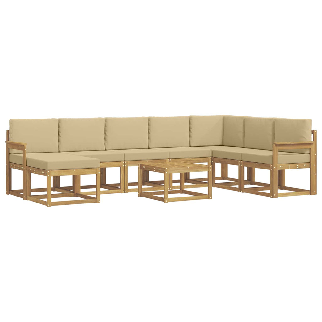 Outdoor-Sofagarnitur mit Kissen 9 pcs Weiß und Beige