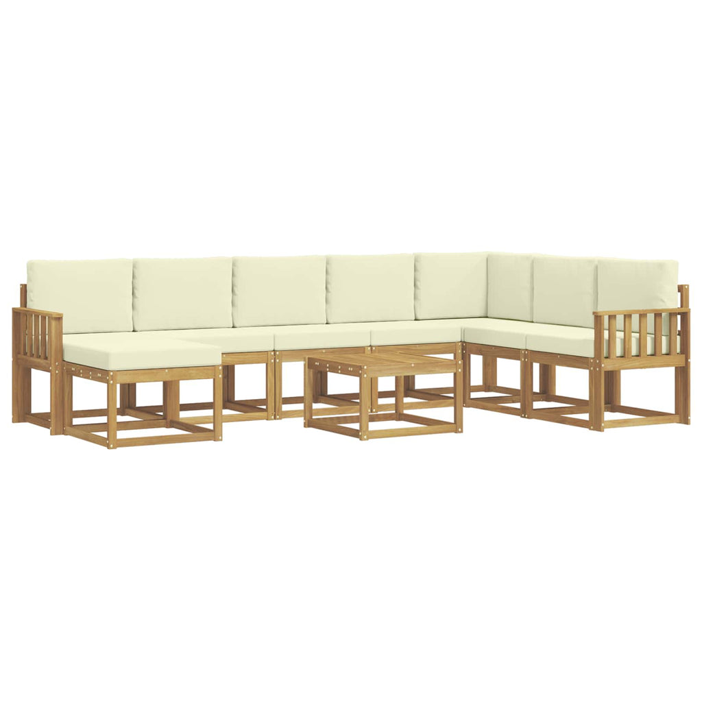 Outdoor-Sofagarnitur mit Kissen 9 pcs Weiß und Creme