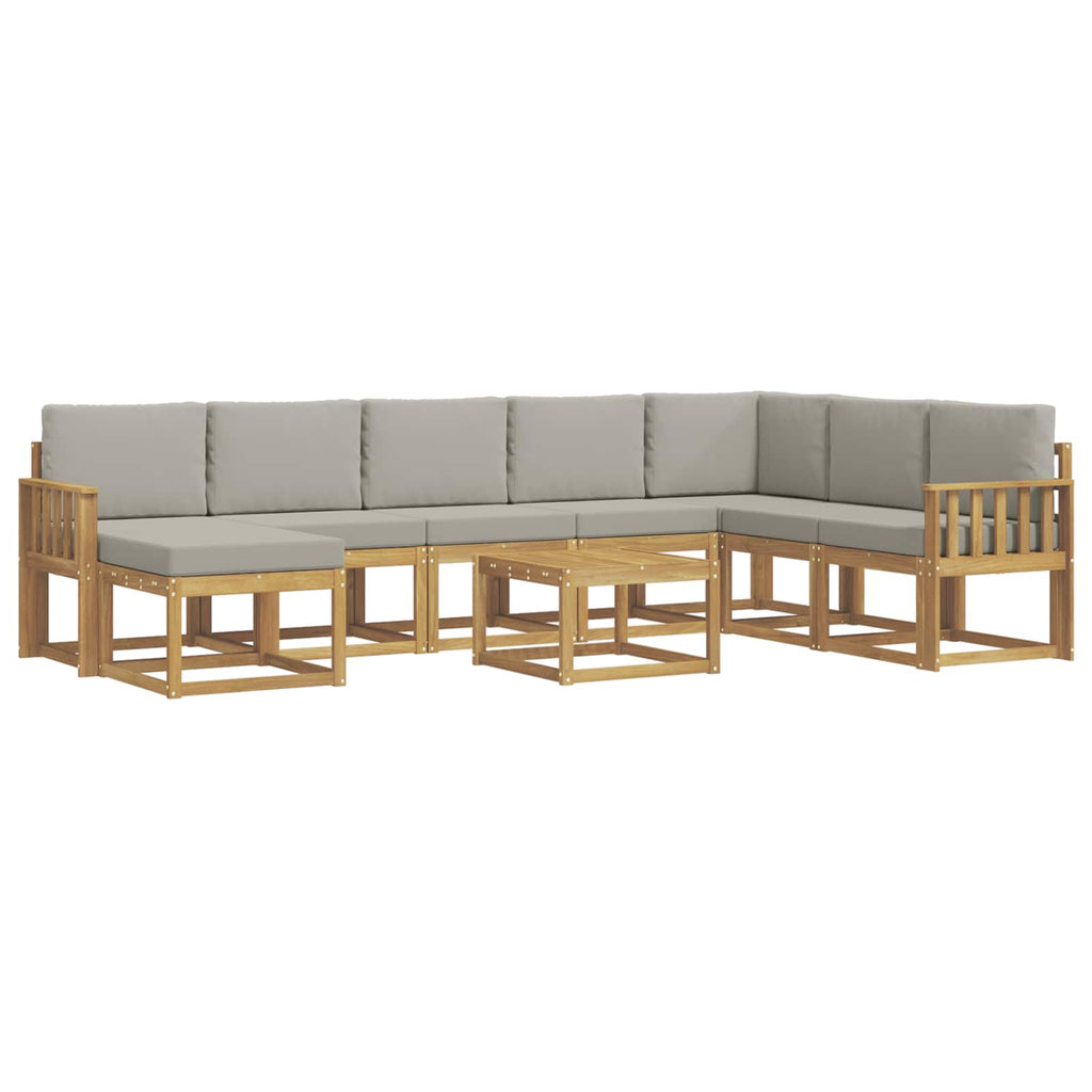 Outdoor-Sofagarnitur mit Kissen 9 pcs Weiß und Hellgrau