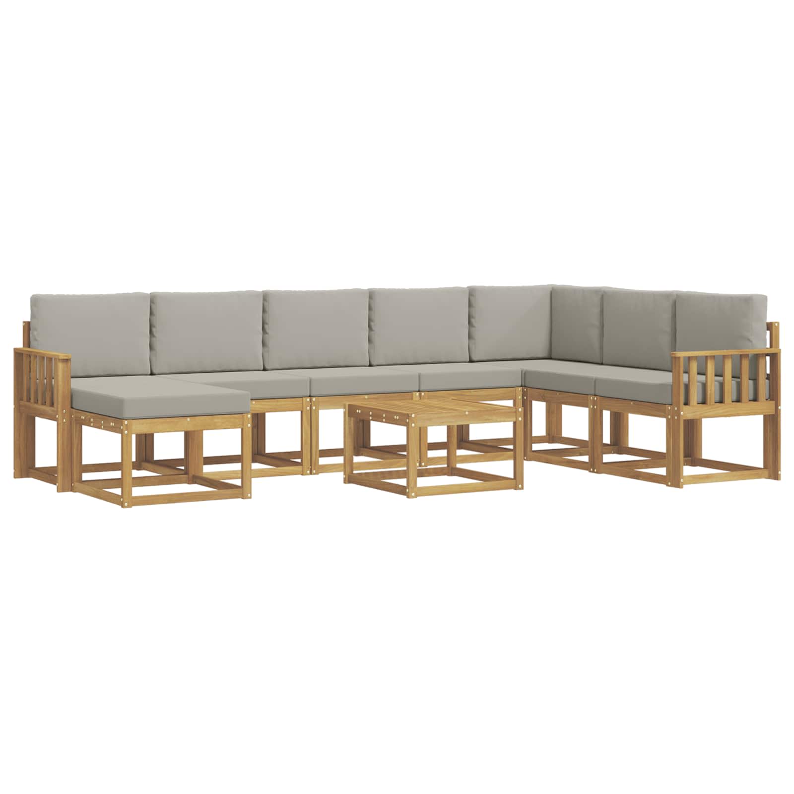 Outdoor-Sofagarnitur mit Kissen 9 pcs Weiß und Hellgrau