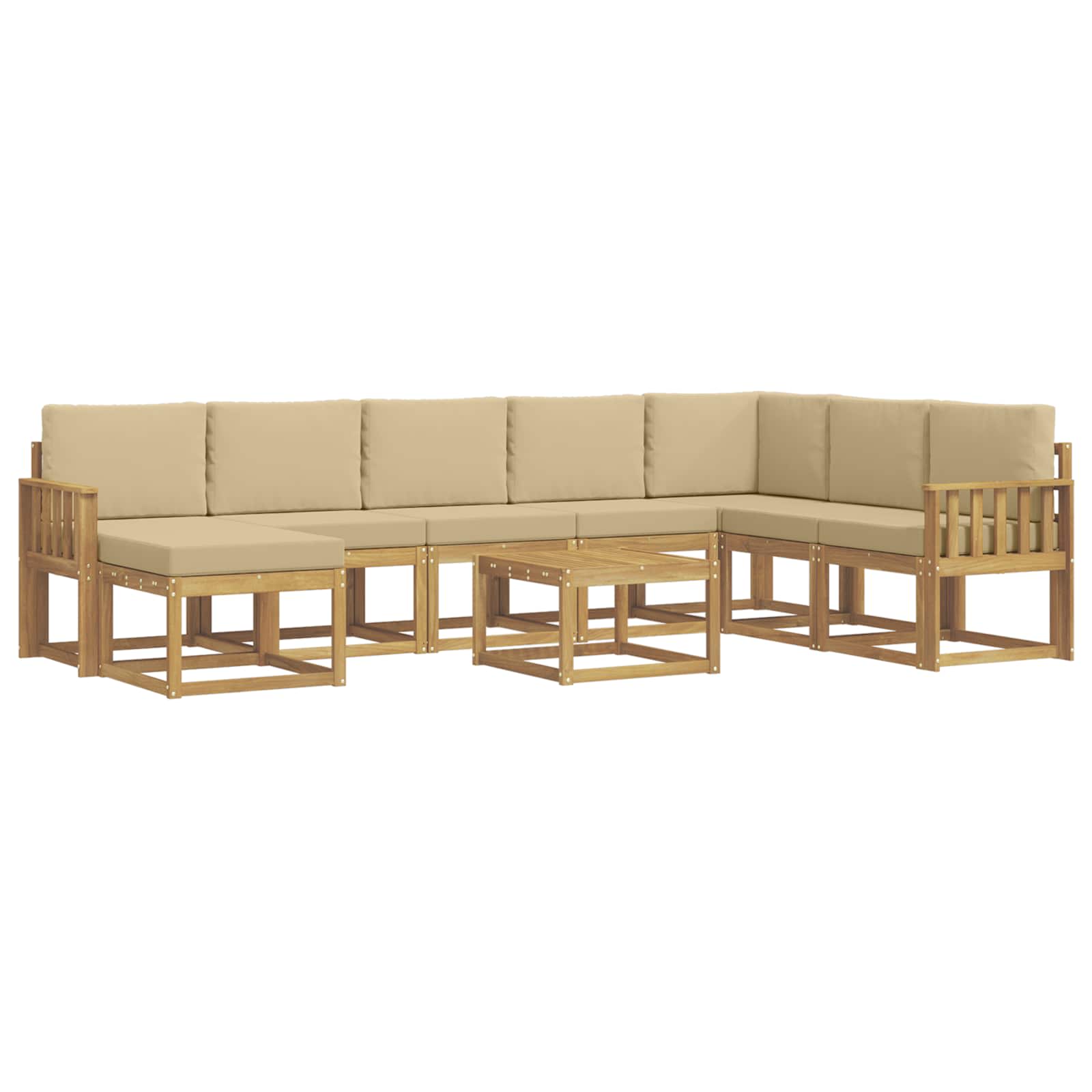 Outdoor-Sofagarnitur mit Kissen 9 pcs Weiß und Beige