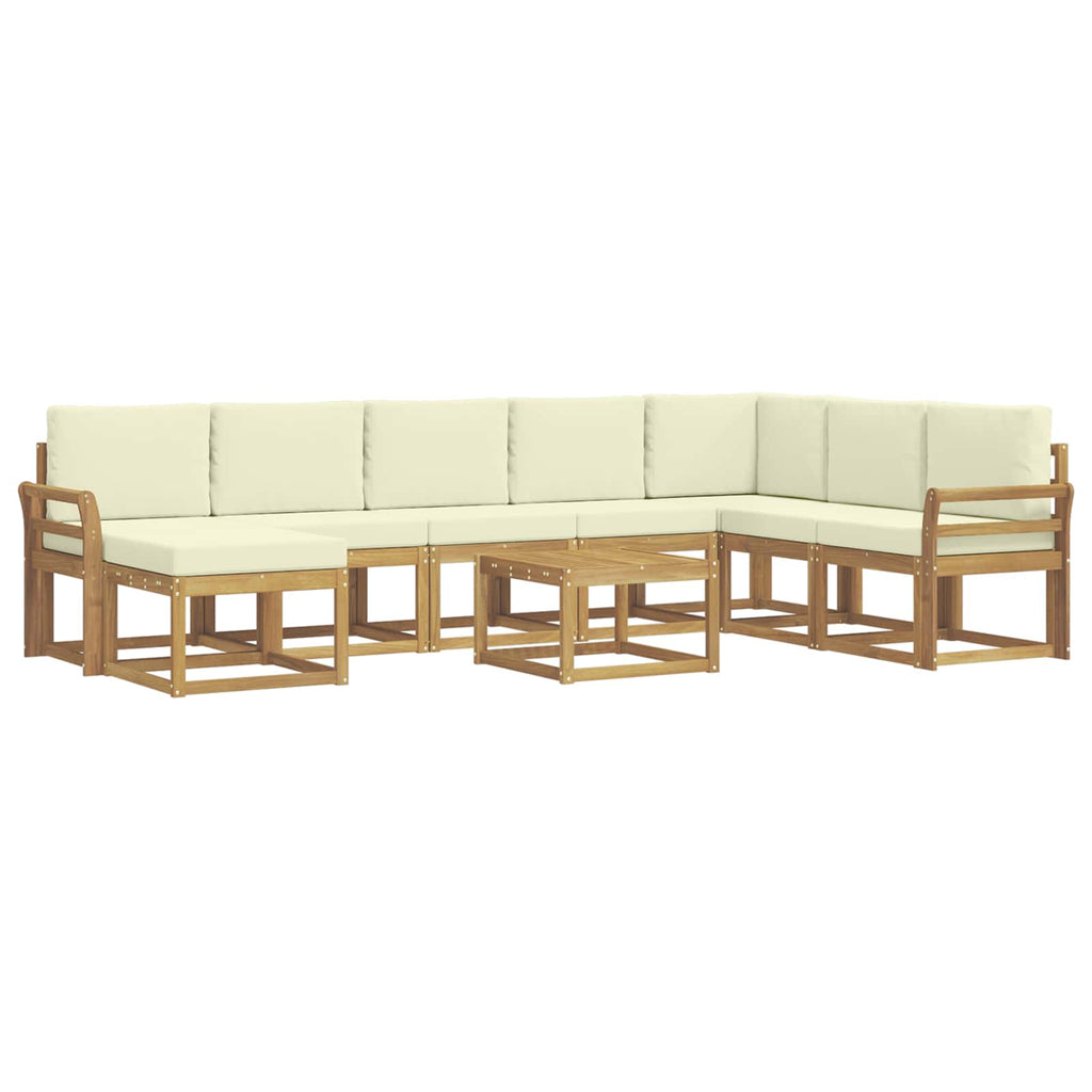 Outdoor-Sofagarnitur mit Kissen 9 pcs Weiß und Creme