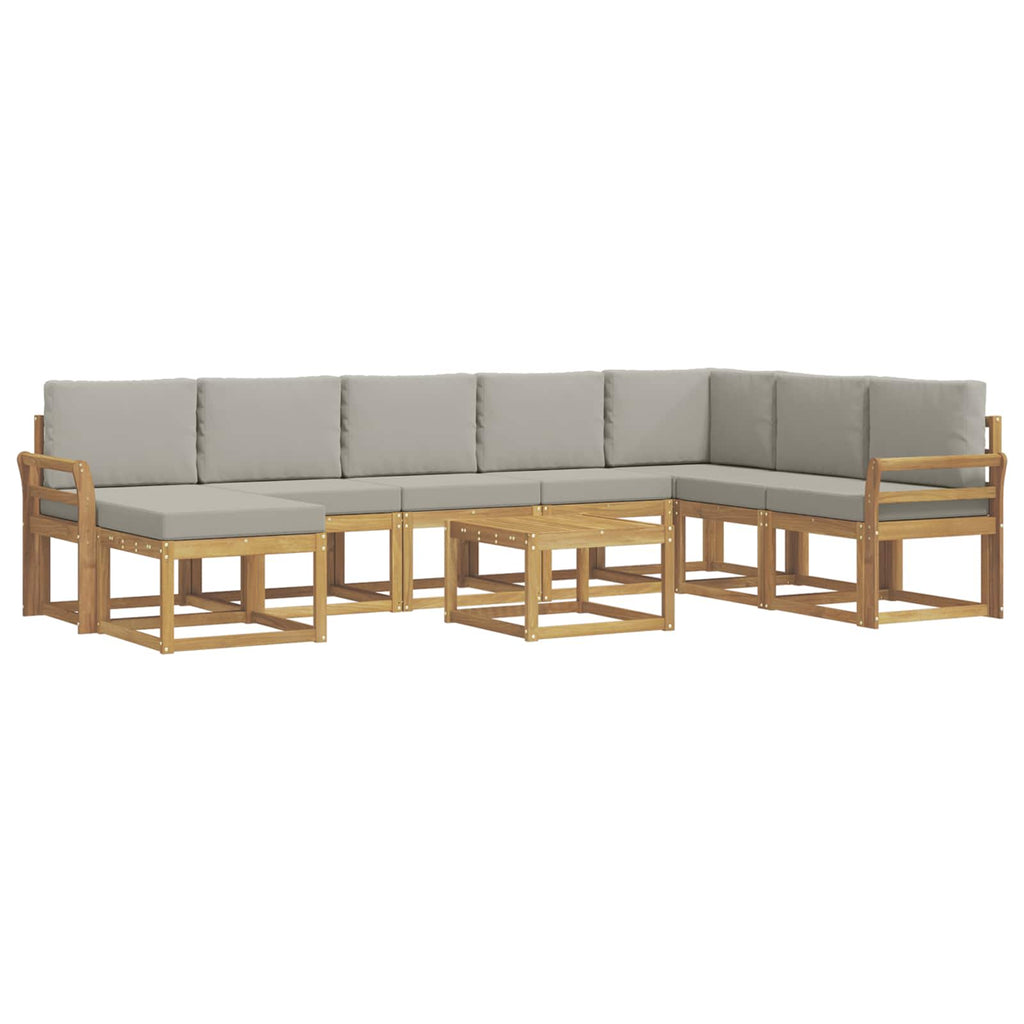 Outdoor-Sofagarnitur mit Kissen 9 pcs Weiß und Hellgrau