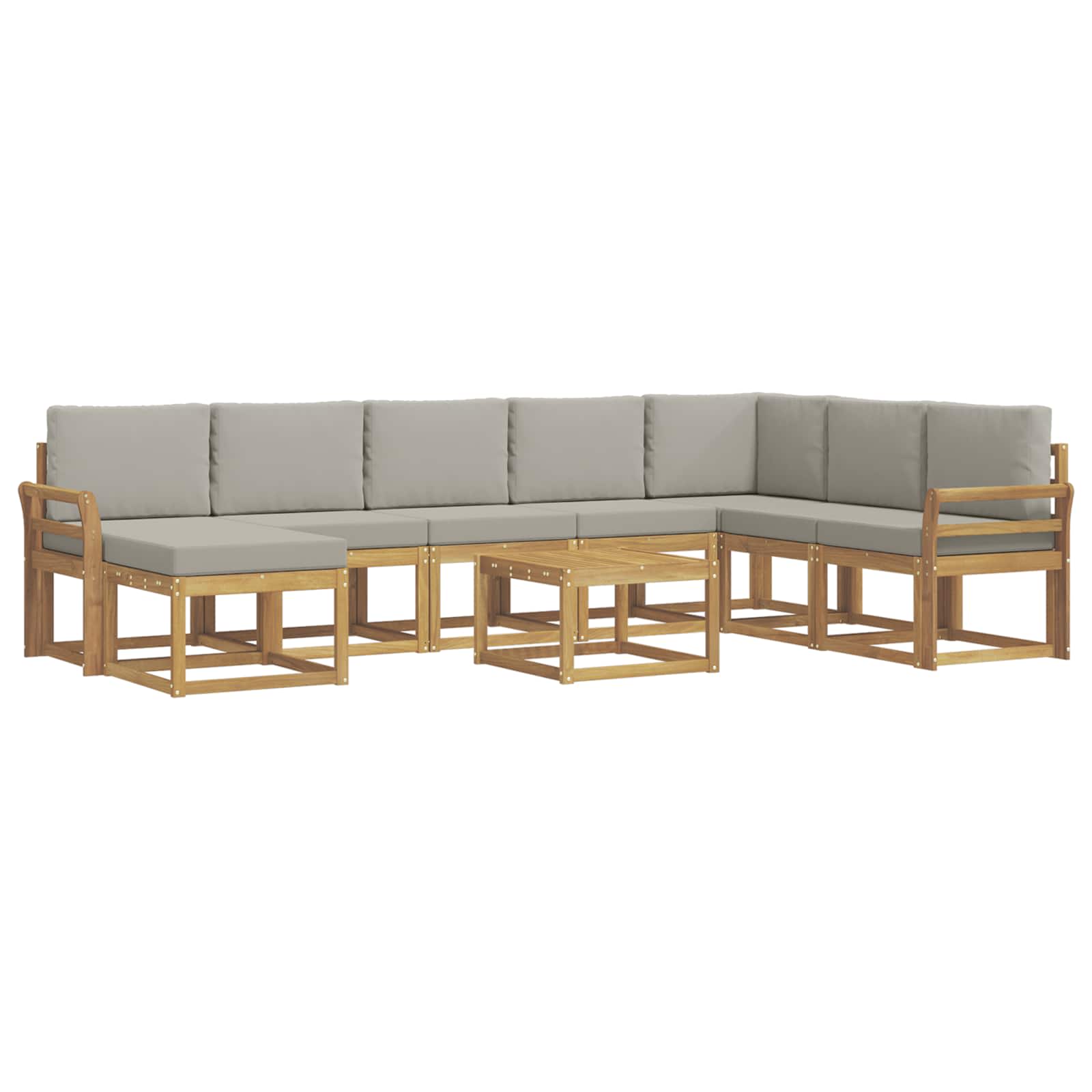Outdoor-Sofagarnitur mit Kissen 9 pcs Weiß und Hellgrau