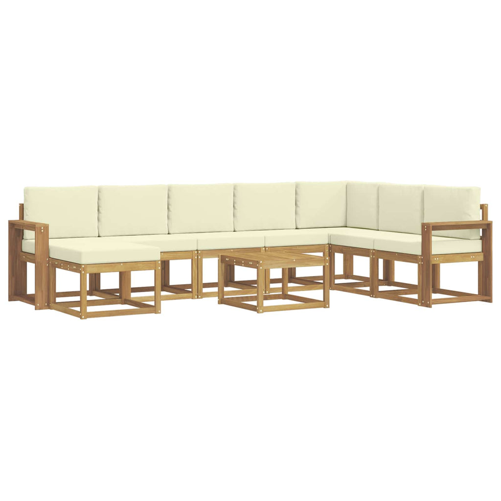 Outdoor-Sofagarnitur mit Kissen 9 pcs Weiß und Creme