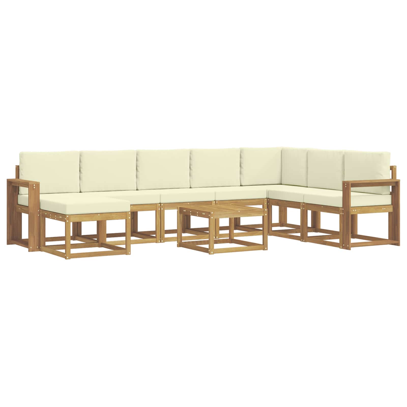 Outdoor-Sofagarnitur mit Kissen 9 pcs Weiß und Creme