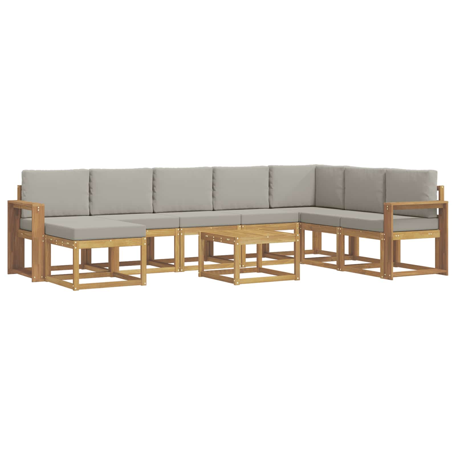 Outdoor-Sofagarnitur mit Kissen 9 pcs Weiß und Hellgrau