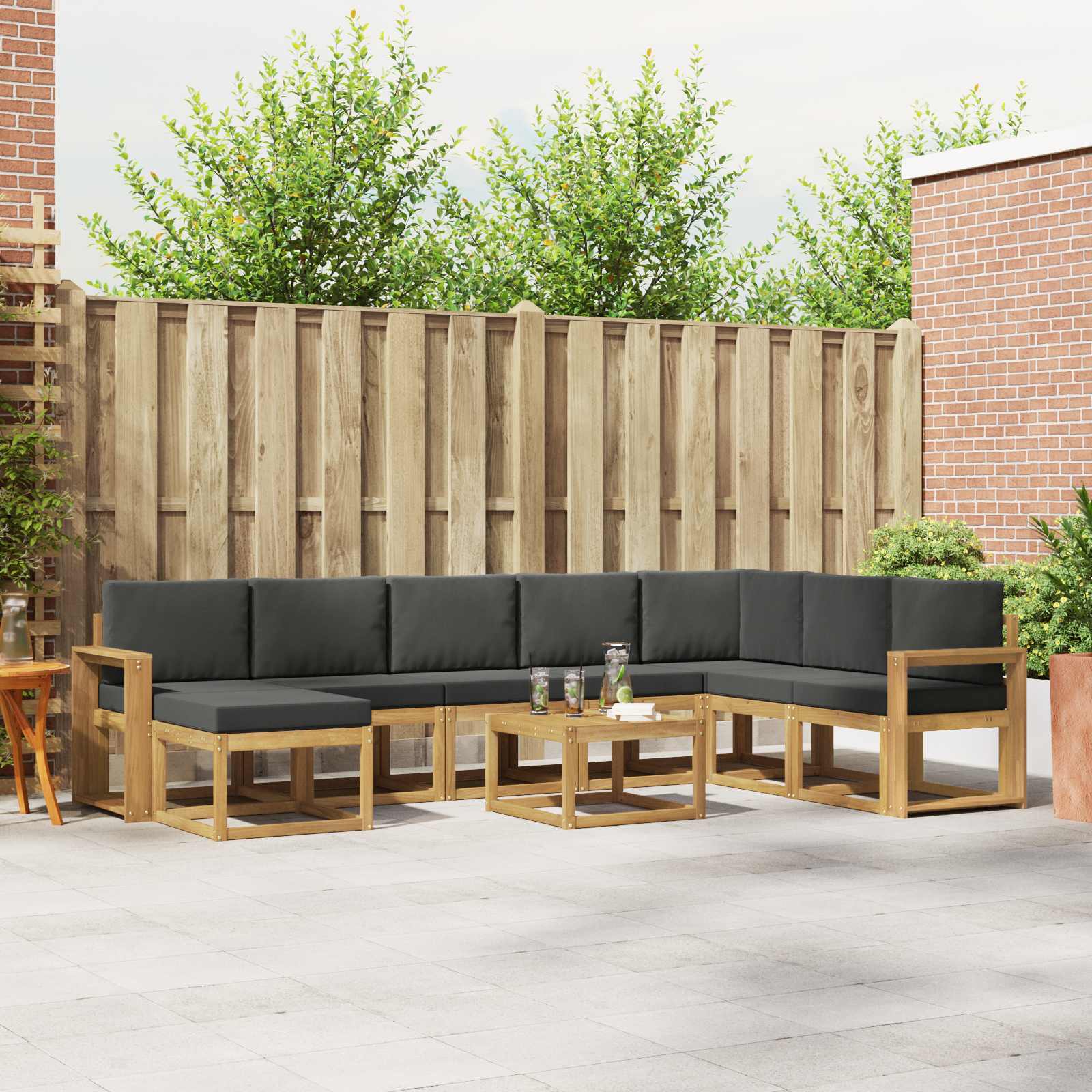 Outdoor-Sofagarnitur mit Kissen 9 pcs Weiß und Anthrazit