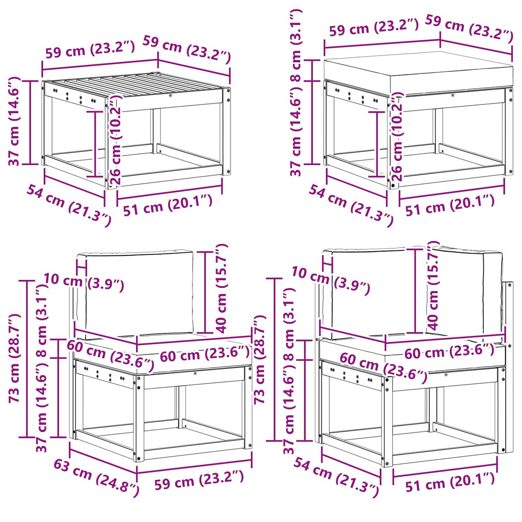 Outdoor-Sofagarnitur mit Kissen 9 pcs Weiß und Anthrazit