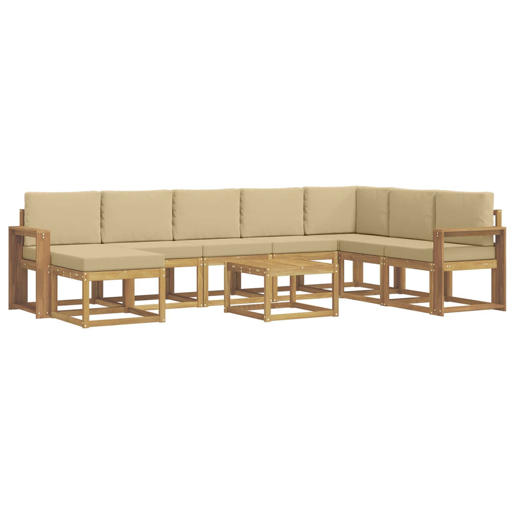Outdoor-Sofagarnitur mit Kissen 9 pcs Weiß und Beige