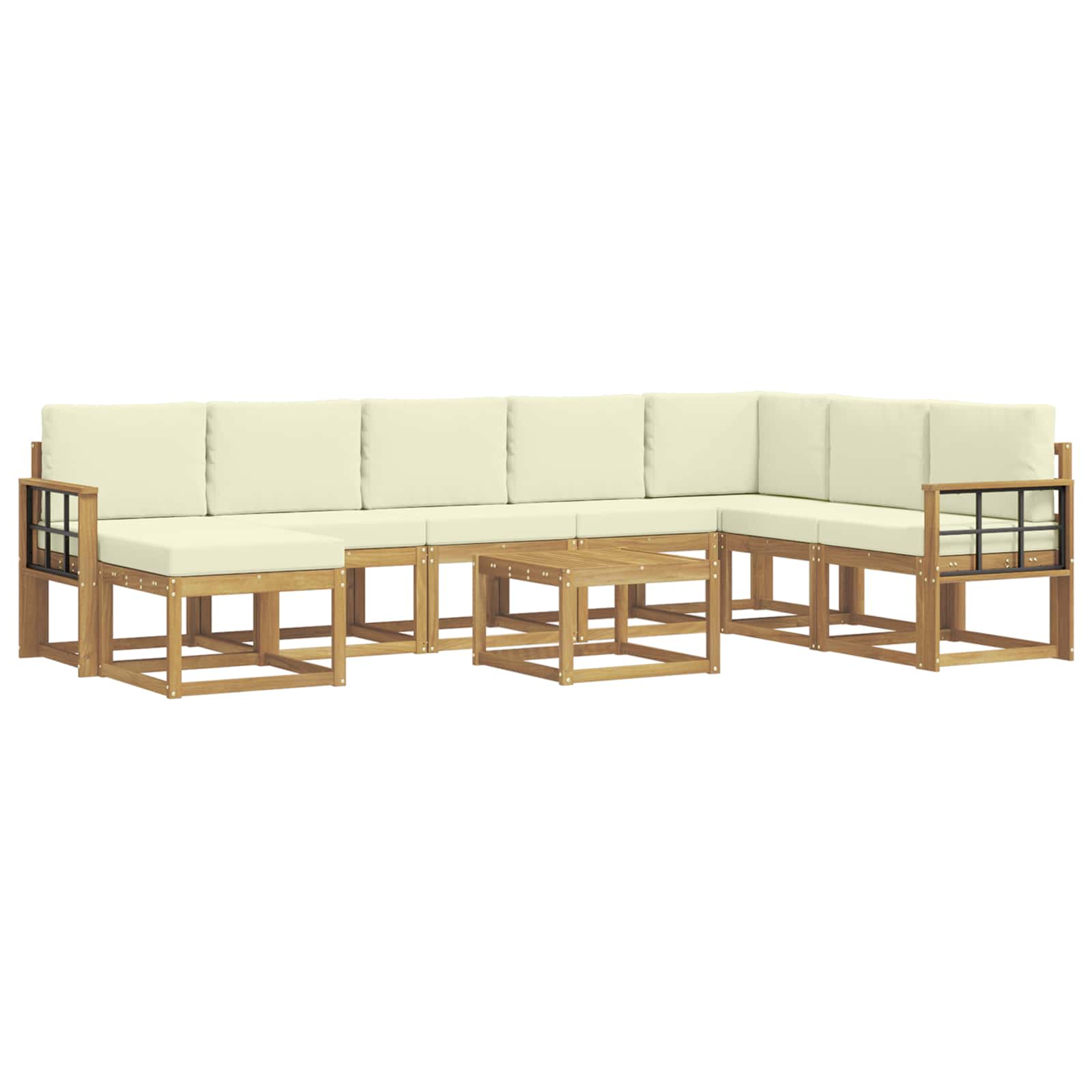 Outdoor-Sofagarnitur mit Kissen 9 pcs Weiß und Creme