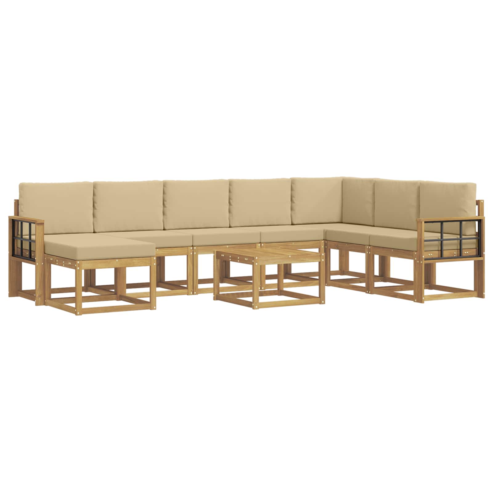 Outdoor-Sofagarnitur mit Kissen 9 pcs Weiß und Beige