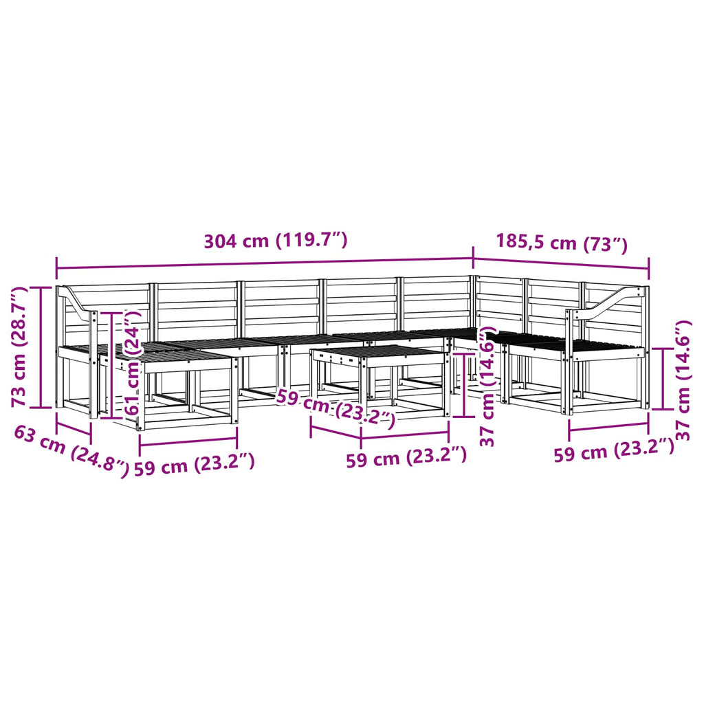 Outdoor-Sofagarnitur 9 pcs Weiß Massivholz Akazie