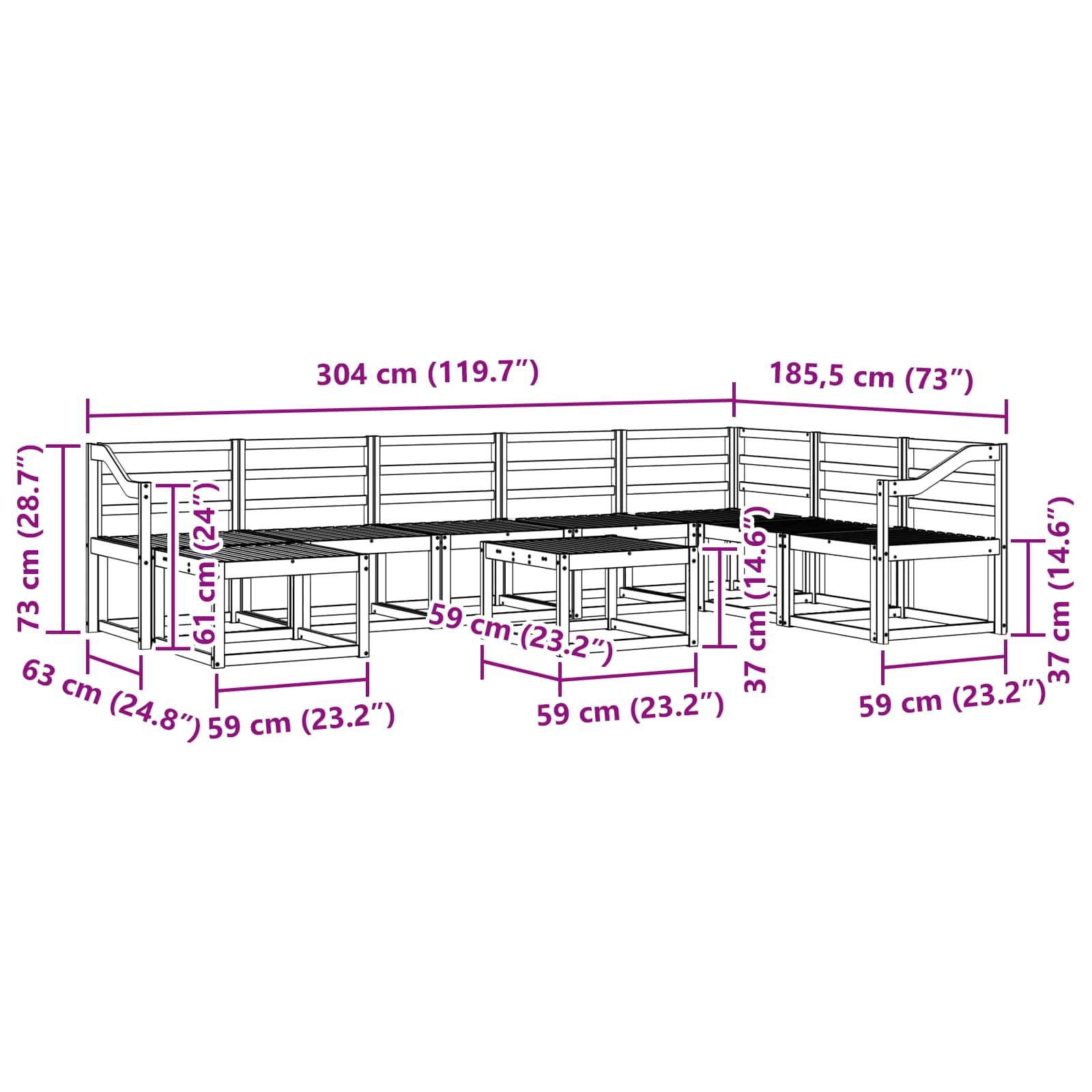 Outdoor-Sofagarnitur 9 pcs Weiß Massivholz Akazie