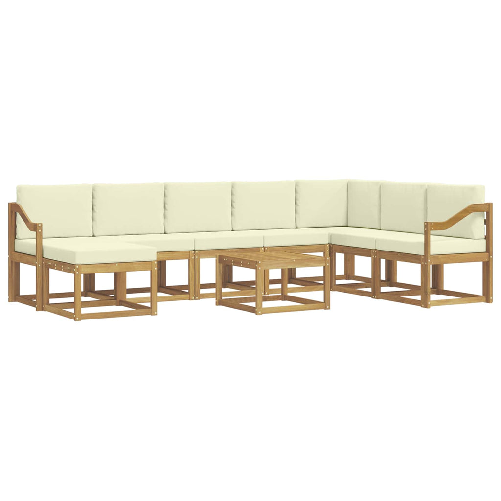 Outdoor-Sofagarnitur mit Kissen 9 pcs Weiß und Creme
