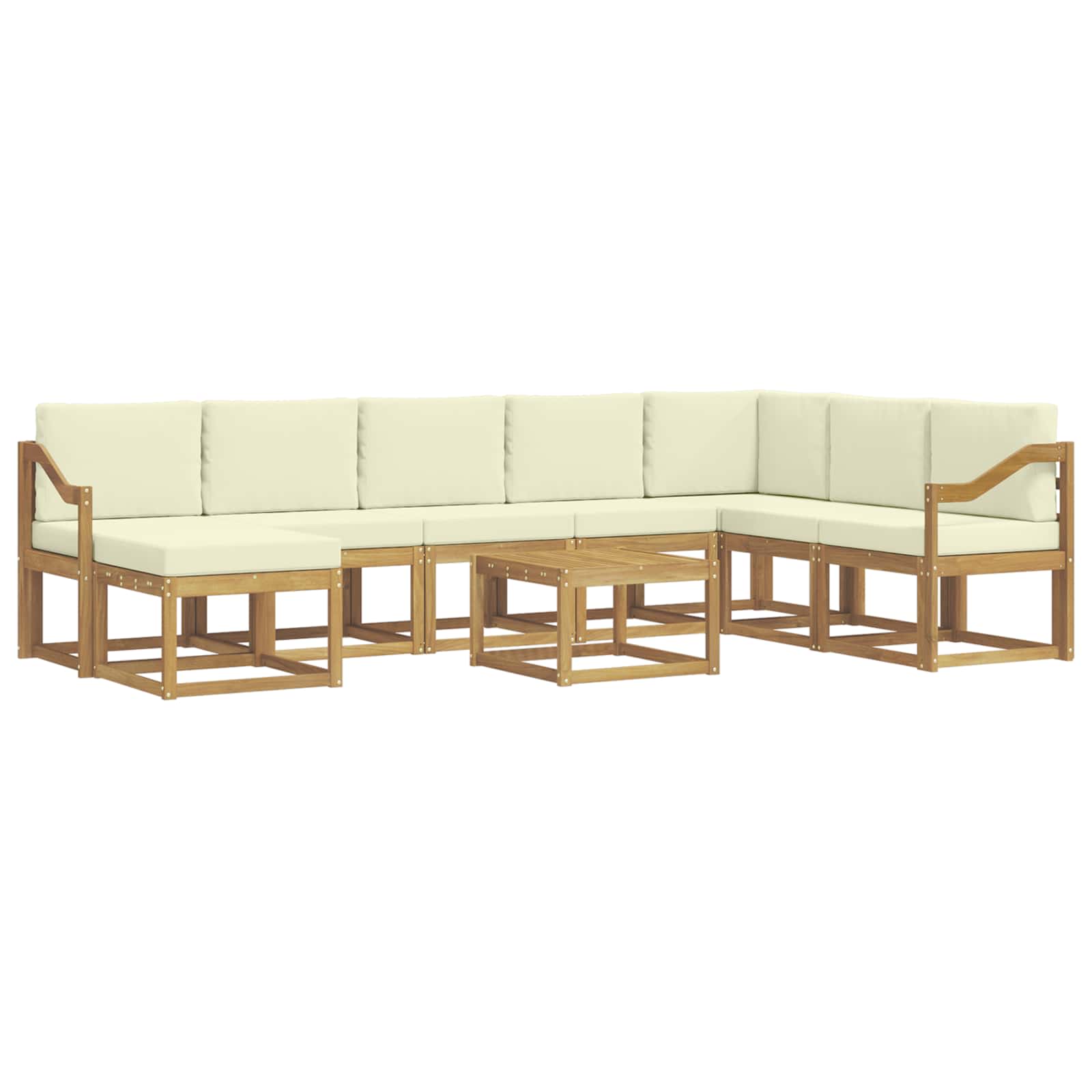 Outdoor-Sofagarnitur mit Kissen 9 pcs Weiß und Creme