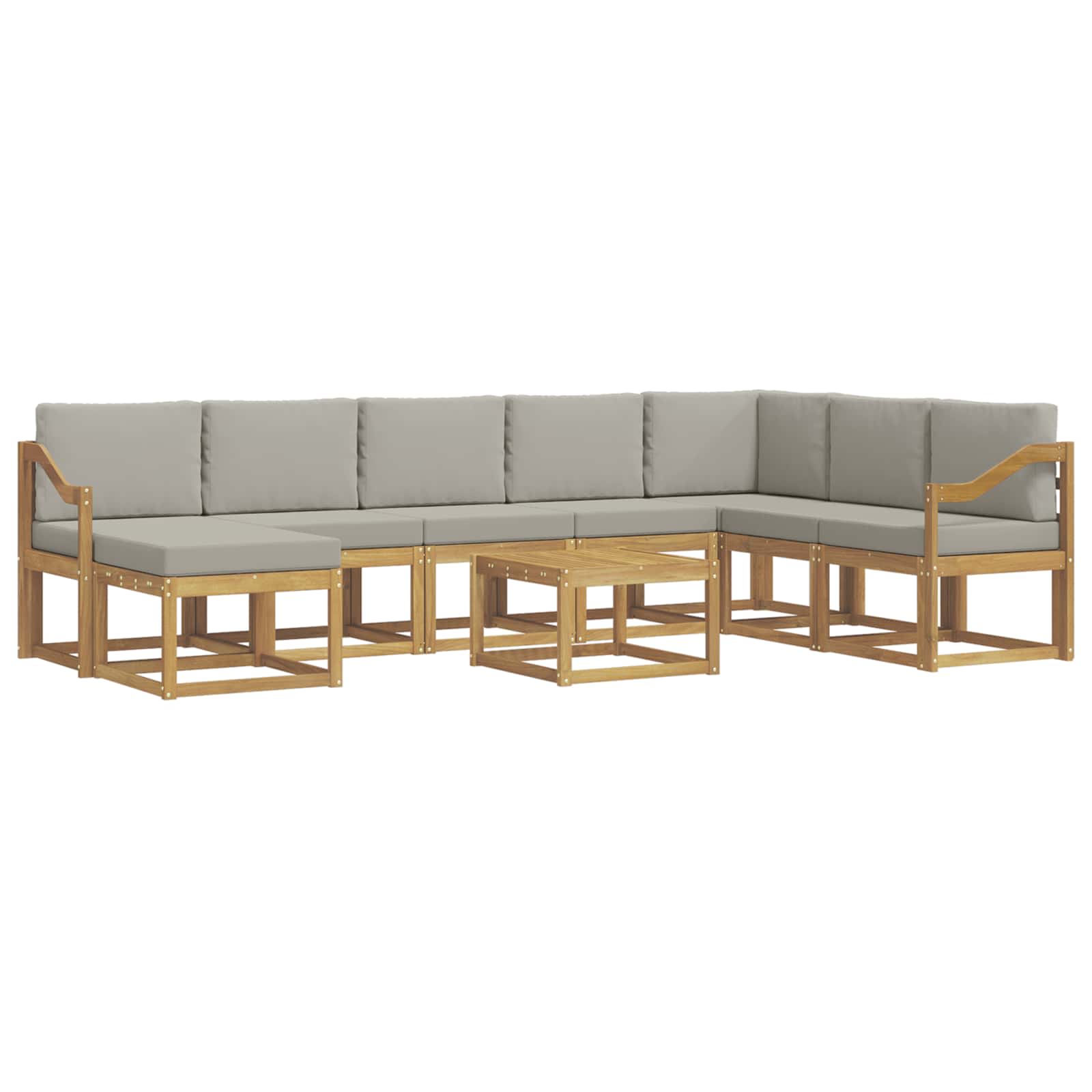 Outdoor-Sofagarnitur mit Kissen 9 pcs Weiß und Hellgrau