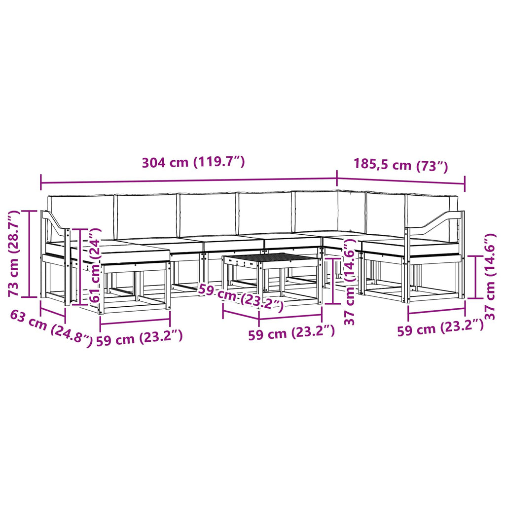 Outdoor-Sofagarnitur mit Kissen 9 pcs Weiß und Hellgrau