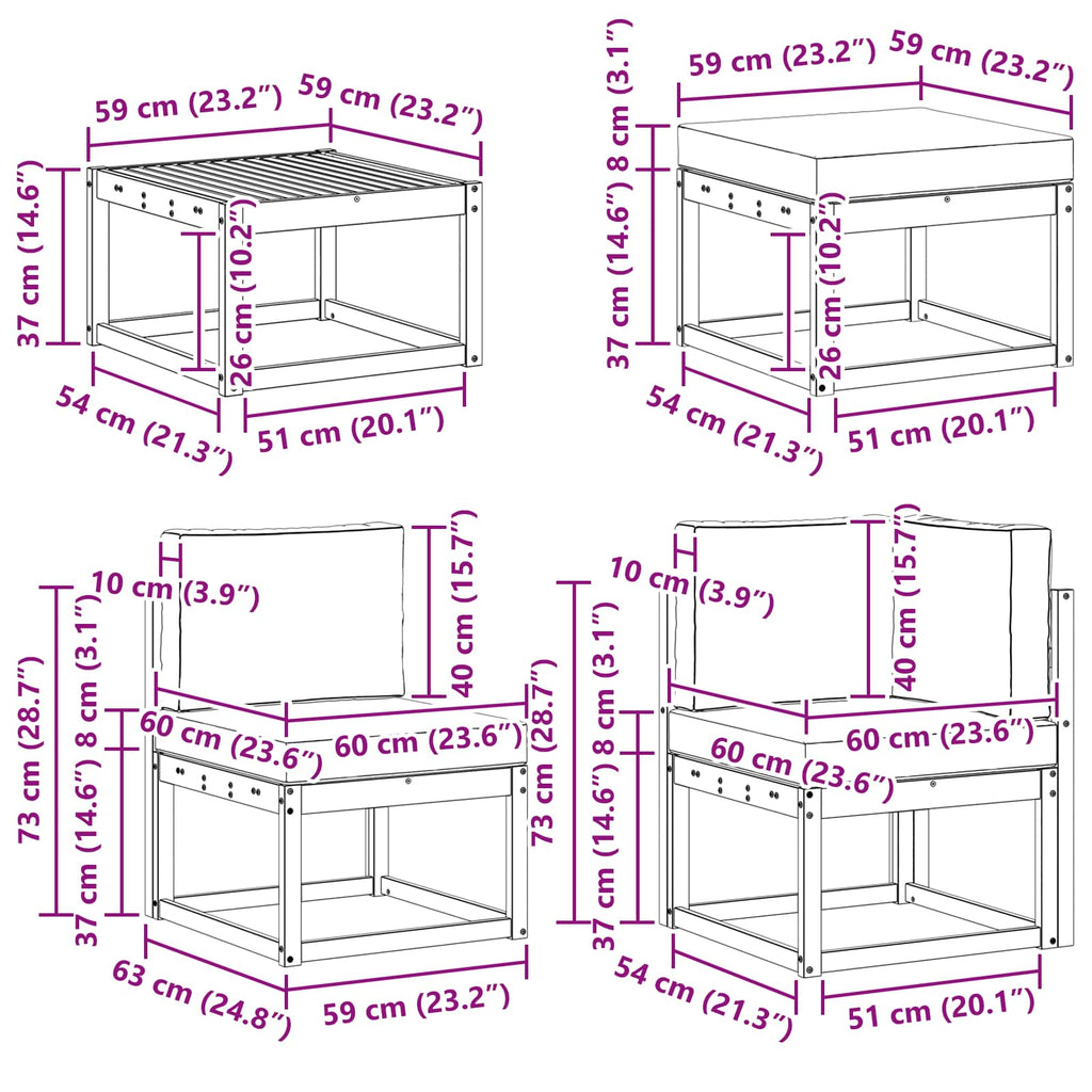 Outdoor-Sofagarnitur mit Kissen 9 pcs Weiß und Anthrazit