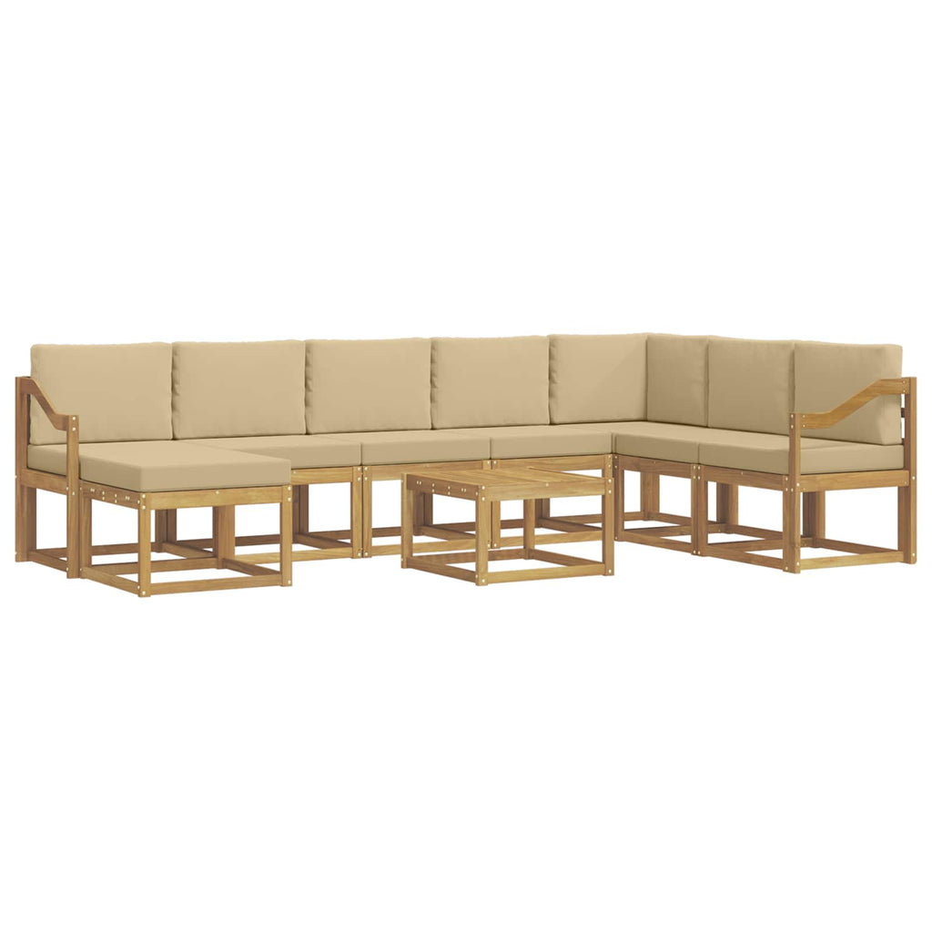 Outdoor-Sofagarnitur mit Kissen 9 pcs Weiß und Beige