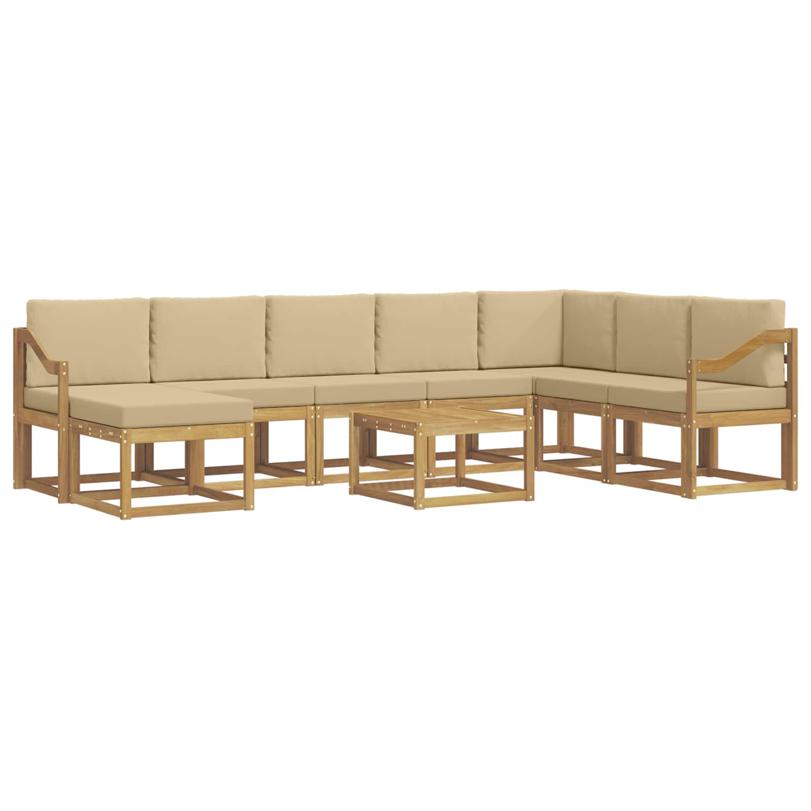 Outdoor-Sofagarnitur mit Kissen 9 pcs Weiß und Beige