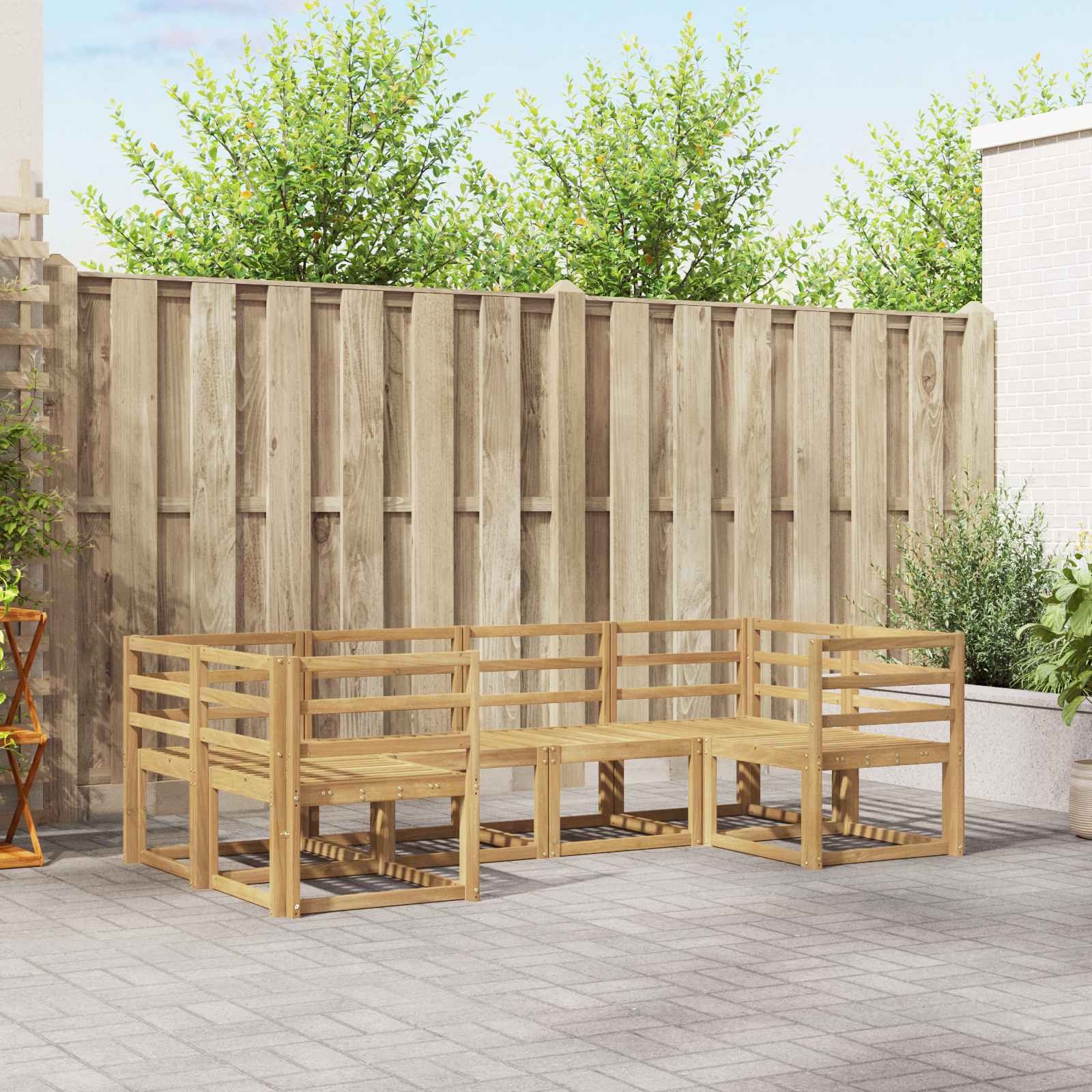 Outdoor-Sofagarnitur 6 pcs Weiß Massivholz Akazie