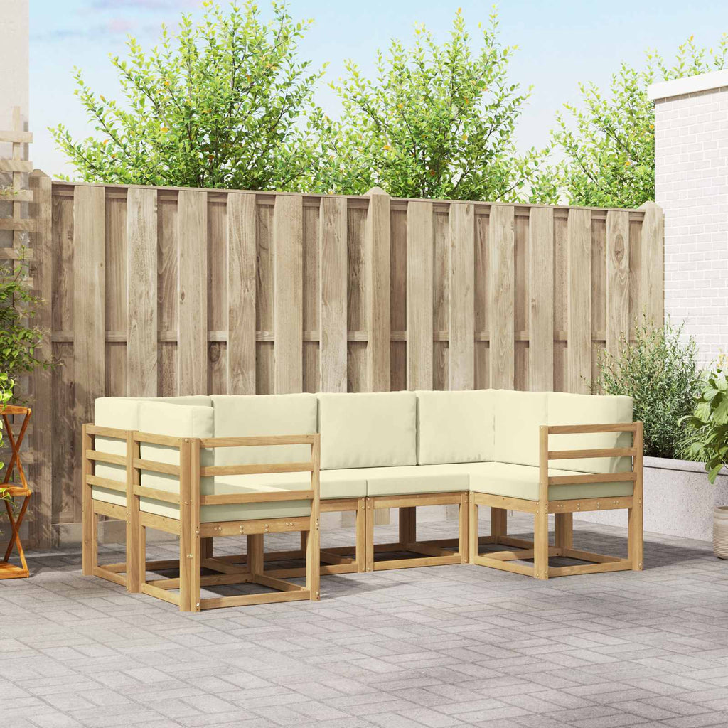 Outdoor-Sofagarnitur mit Kissen 6 pcs Weiß und Creme