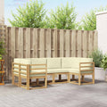 Outdoor-Sofagarnitur mit Kissen 6 pcs Weiß und Creme