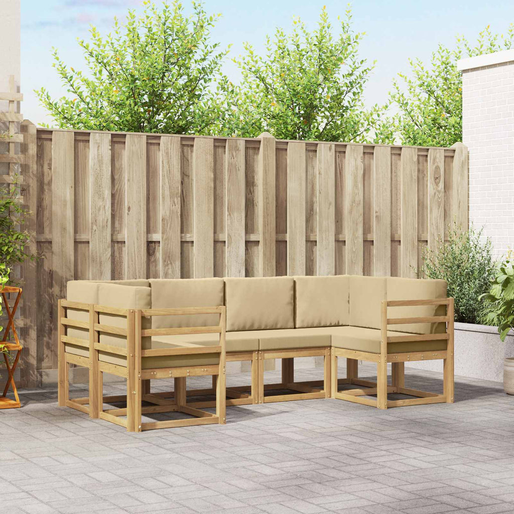 Outdoor-Sofagarnitur mit Kissen 6 pcs Weiß und Beige