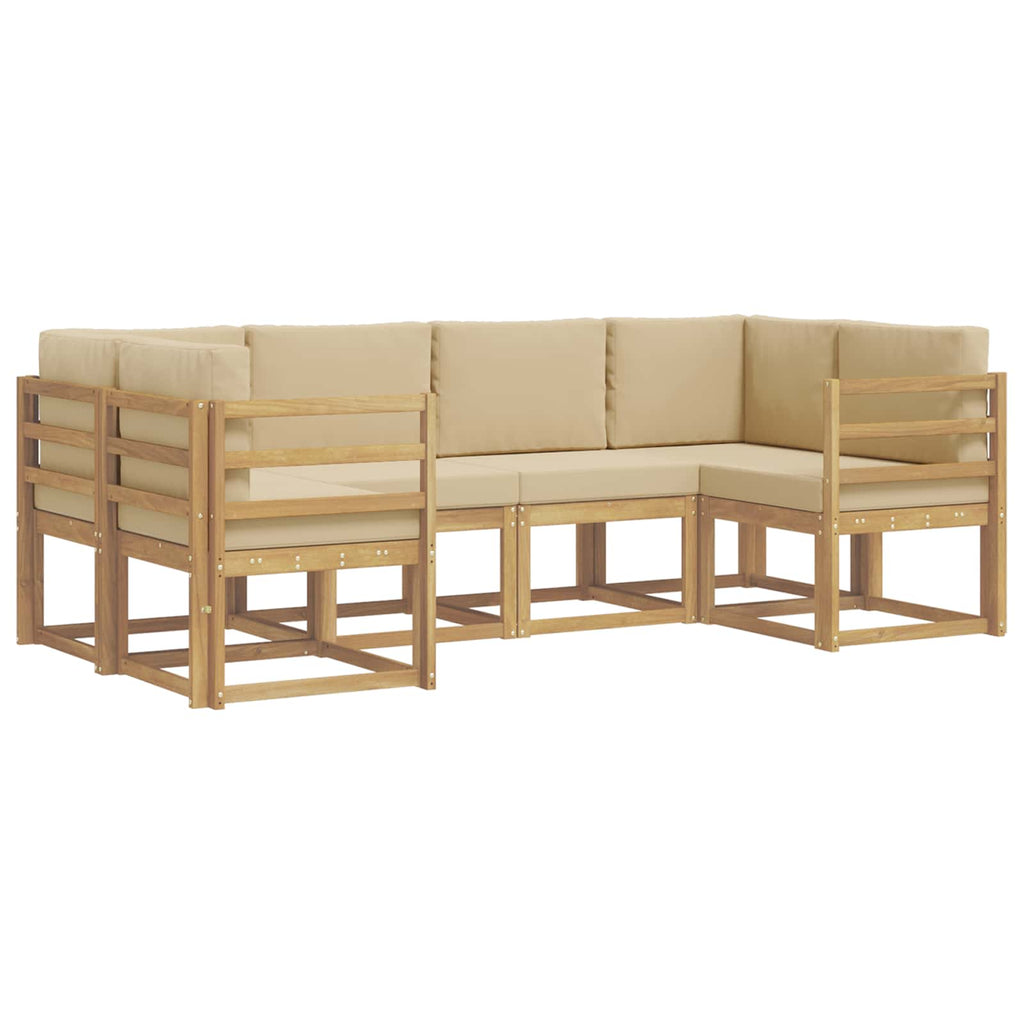 Outdoor-Sofagarnitur mit Kissen 6 pcs Weiß und Beige