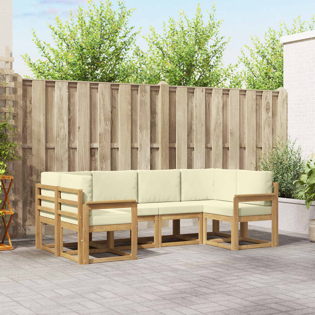 Outdoor-Sofagarnitur mit Kissen 6 pcs Weiß und Creme