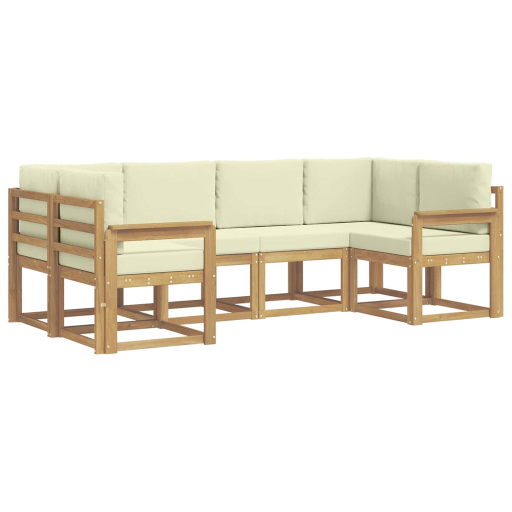 Outdoor-Sofagarnitur mit Kissen 6 pcs Weiß und Creme