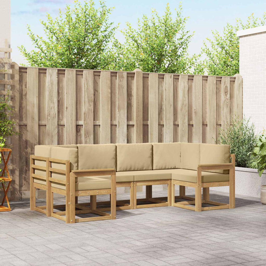 Outdoor-Sofagarnitur mit Kissen 6 pcs Weiß und Beige