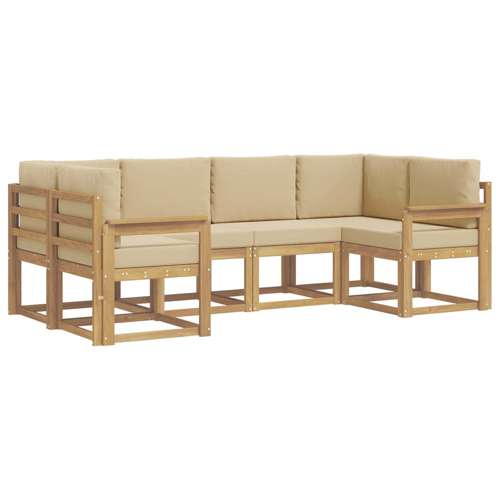 Outdoor-Sofagarnitur mit Kissen 6 pcs Weiß und Beige