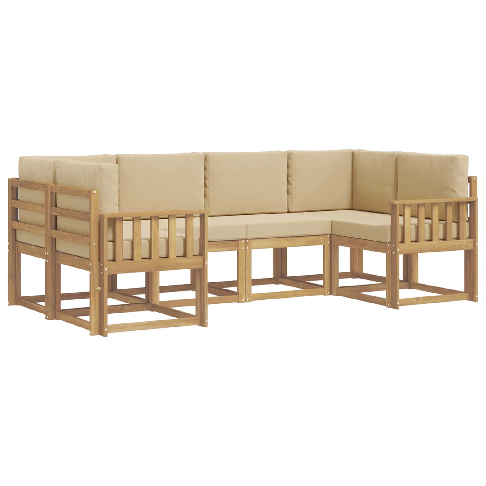 Outdoor-Sofagarnitur mit Kissen 6 pcs Weiß und Beige