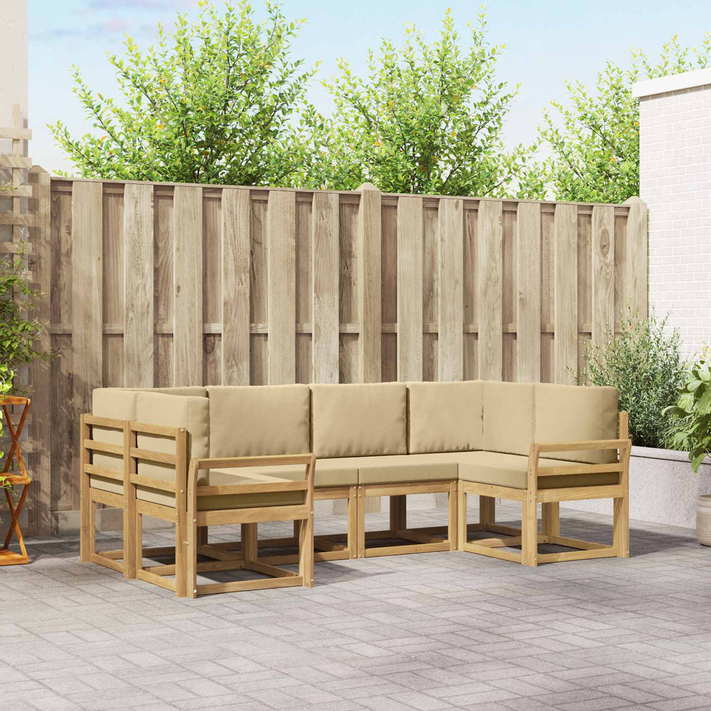 Outdoor-Sofagarnitur mit Kissen 6 pcs Weiß und Beige