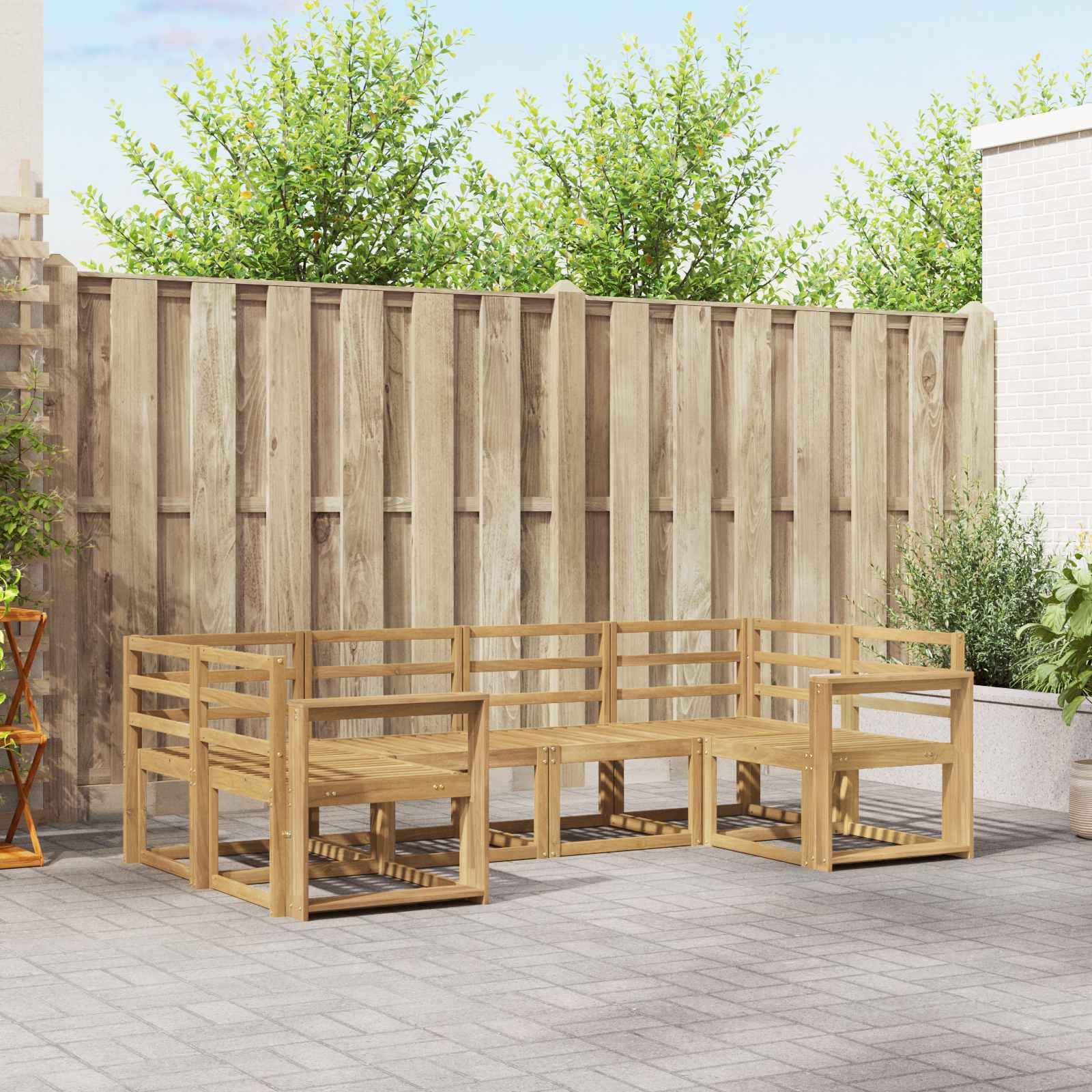 Outdoor-Sofagarnitur 6 pcs Weiß Massivholz Akazie