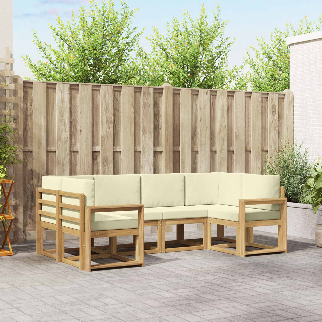 Outdoor-Sofagarnitur mit Kissen 6 pcs Weiß und Creme