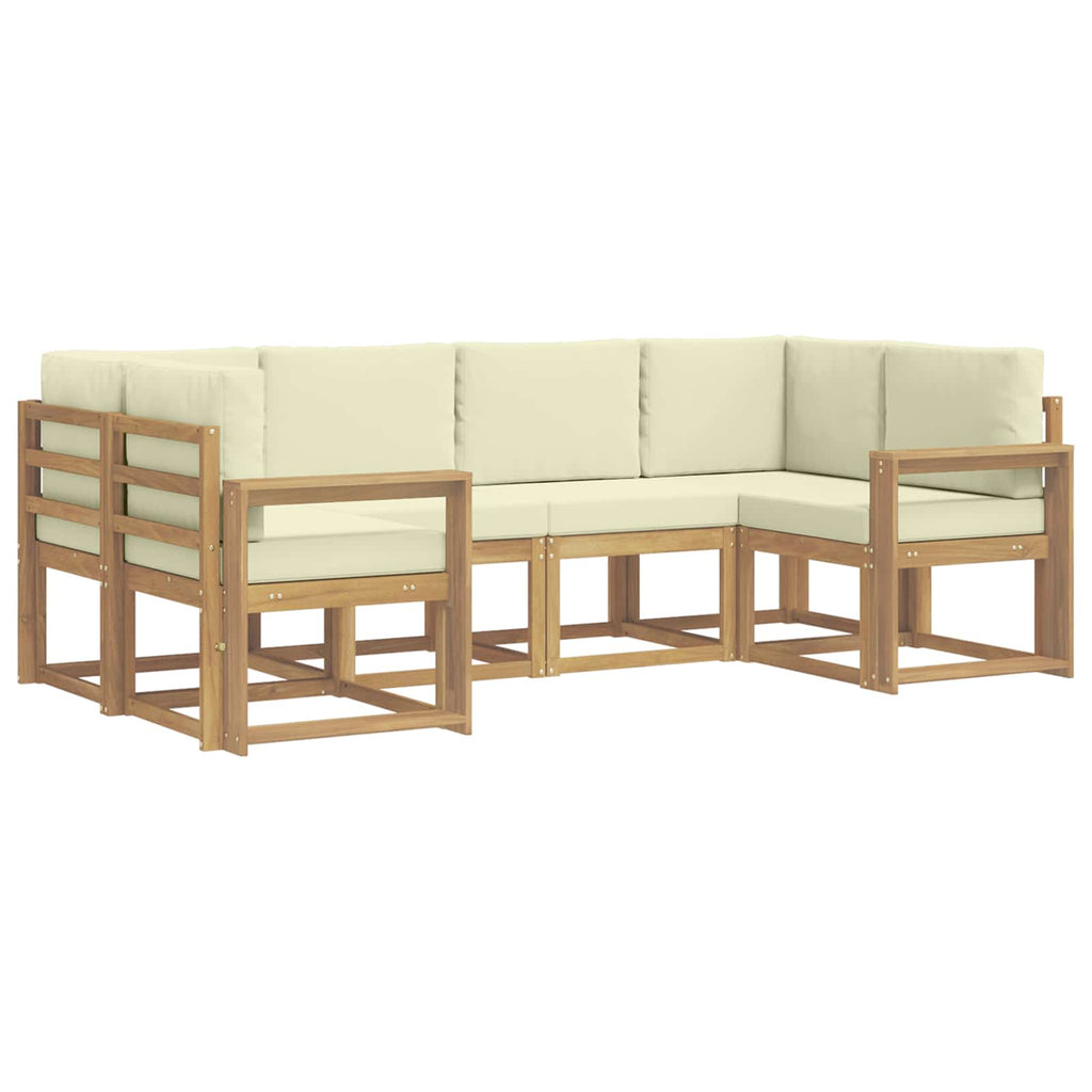 Outdoor-Sofagarnitur mit Kissen 6 pcs Weiß und Creme