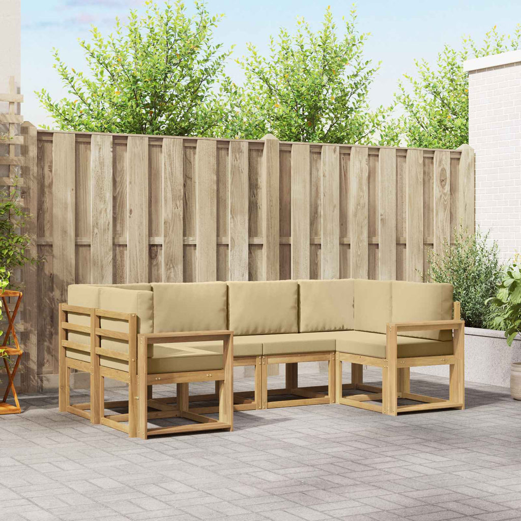 Outdoor-Sofagarnitur mit Kissen 6 pcs Weiß und Beige