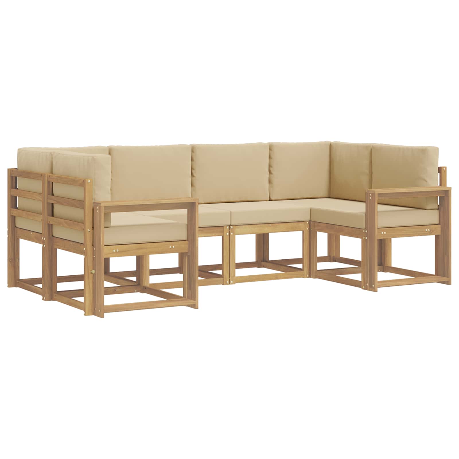 Outdoor-Sofagarnitur mit Kissen 6 pcs Weiß und Beige
