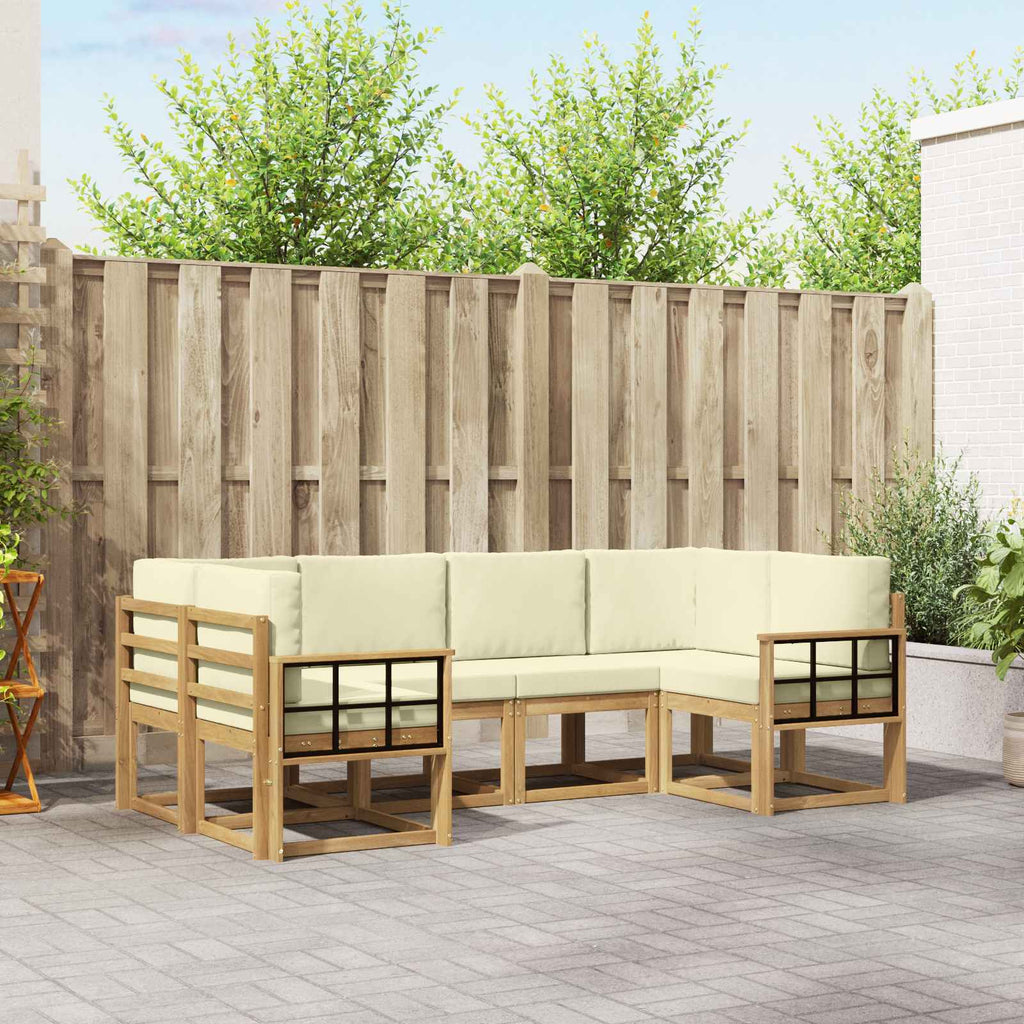 Outdoor-Sofagarnitur mit Kissen 6 pcs Weiß und Creme